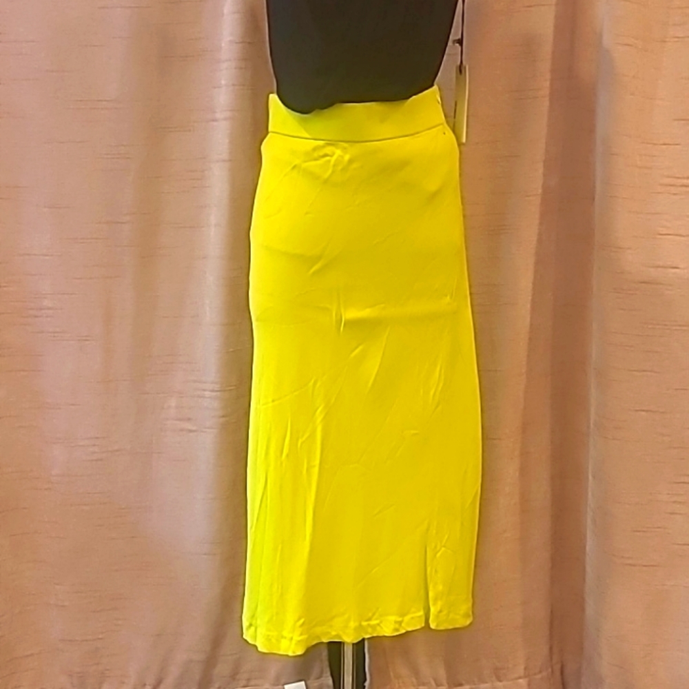 ZARA lime green midi skirt szL - Picture 3 of 5